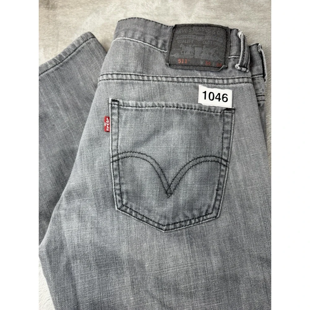 Levis 511 Jeans Mens 34x34 Gray Slim‎ Straight Med Wash (32x30 Altered/Hemmed)